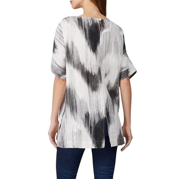 Natori Painted Ikat Top in White & Black S/M Womens Tunic - Picture 2 of 11